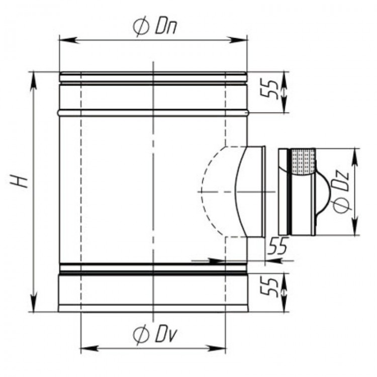 Ревизия для дымохода нерж/нерж Версия Люкс D-110/180 мм толщ. 0,5 мм [04608]