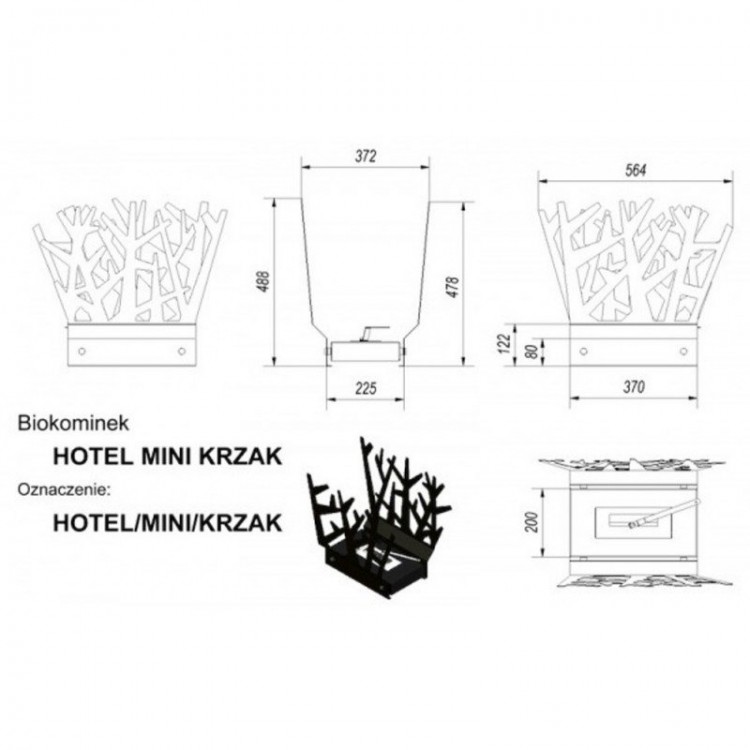 Биокамин Kratki Hotel Krzak mini [05876]